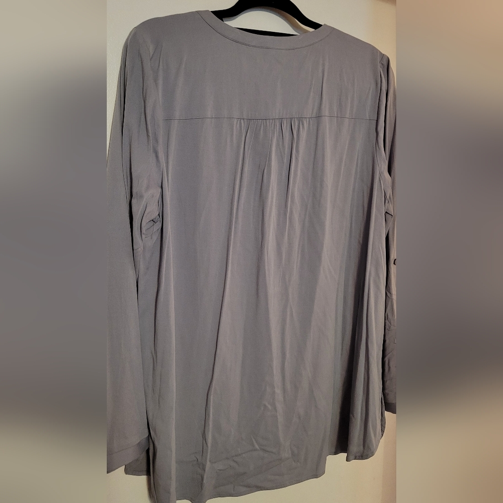 Market & Spruce Gray Lightweight 3/4 Length Sleeve Shirt, NWT - Picture 3 of 4